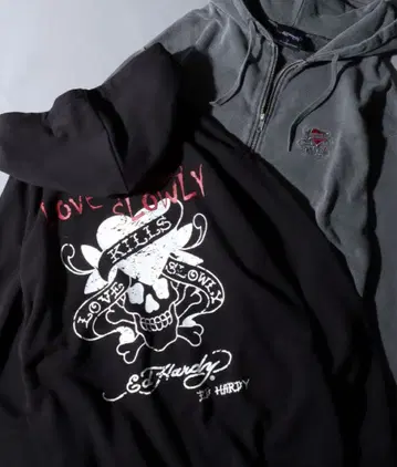 Ed Hardy 스컬 디자인 집업 후드티