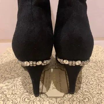 RANDA 블랙 스웨이드 롱 부츠 비쥬 포함 LL