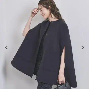 UNITED ARROWS 바이컬러 리버 케이프/네이비&블랙
