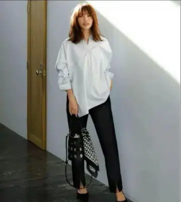 플라스테 코튼 판초 셔츠 스키퍼 블라우스 화이트 M