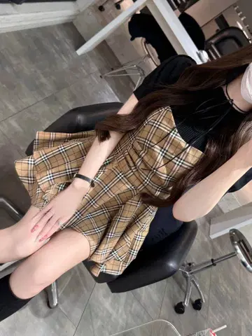 Lumignon Valentine 체크 뷔스티에 [ 브라운 ]