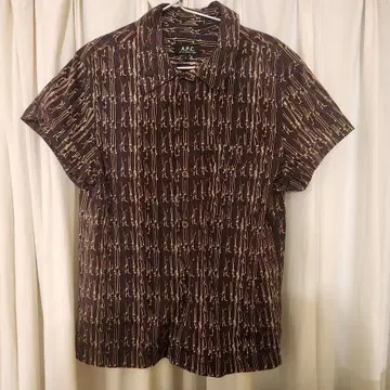 A.P.C. 반팔 셔츠 사이즈 2 브라운 프린트