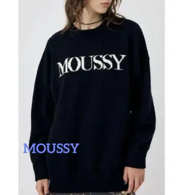 새상품급 MOUSSY 마우지 블랙 로고 니트 긴팔 가을/겨울 인기