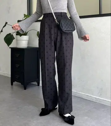 프로즈 베일 도트 슬림 스트레이트 팬츠 차콜 그레이 PM