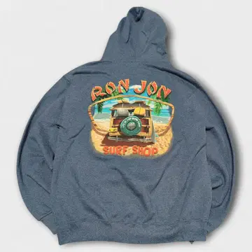 RON JON 백 프린트 속기모 후드티 후디 서프계