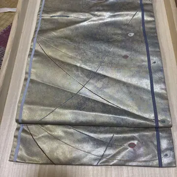나고야 오비 골드 컬러 파란색 추상 무늬