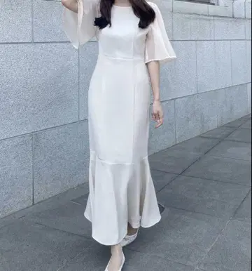 JUNOAH 시어 슬리브 머메이드 원피스 XL