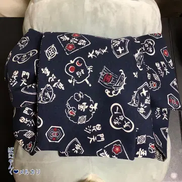 [ 칠복신(네이비) x 소린넨 가몬 ] 어른용 헤코 오비 반폭