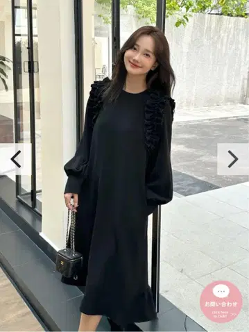 birthdaybash SHOULDER FRILL DRESS 블랙 긴팔