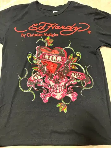 [ 가격 인하 ] Ed Hardy 스컬과 장미 반팔 T셔츠