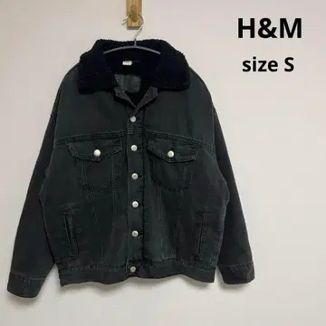 [ H&M ] 에이치앤엠 (S) 데님 자켓 보아 옷깃 블랙 가을/겨울