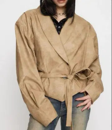 BIG SLEEVE FAUX LEATER 자켓