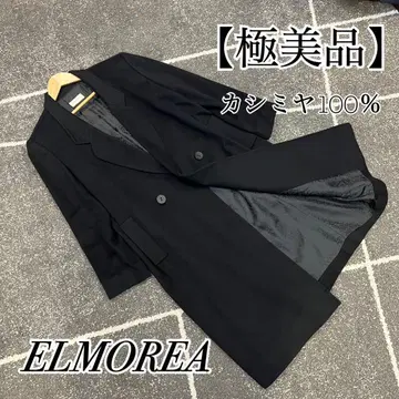 [컨디션 최상] 캐시미어 100% ELMOREA 블랙 더블 버튼 롱 코트