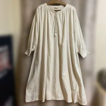 서울베리 롱 셔츠 원피스 코튼 린넨 린넨 노카라 M