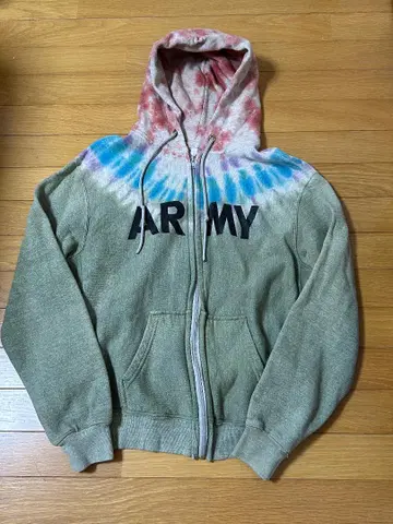 미 페이드 00s 빈티지 US ARMY 집업 후드티 L