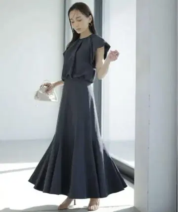 린넨 블렌드 벌룬 숄더 원피스