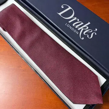 Drake's 드레익스 바스켓 직조 솔리드 타이 넥타이 버건디
