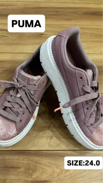 [ PUMA ] 핑크 글리터 스니커즈 24.0cm