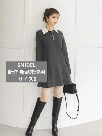 SNIDEL 카라 플리츠 컷 미니 원피스 GRY 0 사이즈 신상