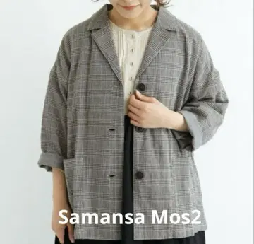[ 새상품급 ] Samansa Mos2 체크 무늬 테일러드 자켓 FREE