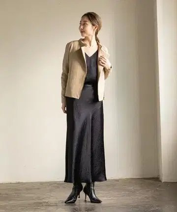 노블 소프트 램 가죽 라이더 블루종 베이지 38 사이즈