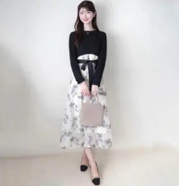 플라워 스커트 도킹 원피스 (카도와키 레이나)
