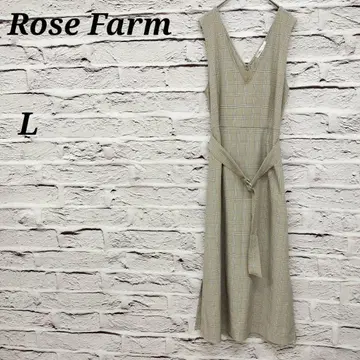 Rose Farm [ L ] 롱 점퍼 스커트 원피스 V넥 체크
