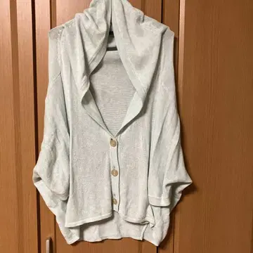 맥피 볼레로 후드 부착 가디건 옅은 스카이블루