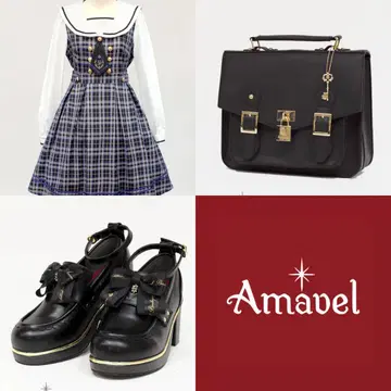 Amavel fantasic school 체크 세일러 원피스 세트