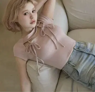 앤드마리 andmary Bebe 리본 탑스 핑크