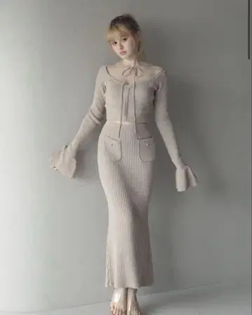 andmary 소피 니트 셋업 그레이지 셋업