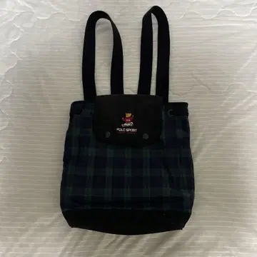 POLO SPORT 랄프 로렌 체크 무늬 백팩 폴로베어 블랙