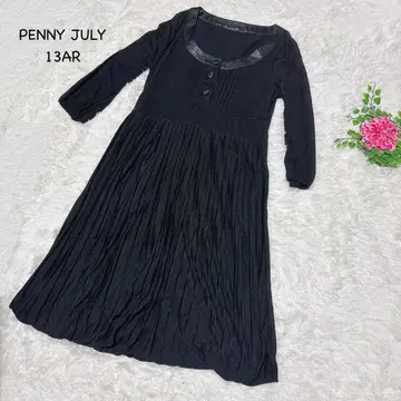 PENNY JULY [XL] 블랙 긴팔 원피스 플리츠 원피스 귀여운