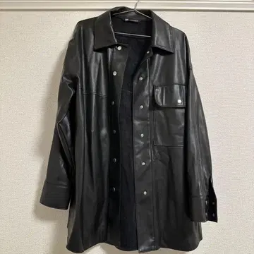 ZARA 블랙 가죽 셔츠 자켓 M 사이즈