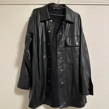 ZARA 블랙 가죽 셔츠 자켓 M 사이즈