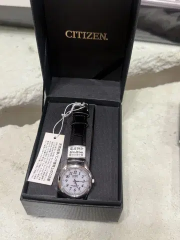 CITIZEN 에코드라이브 블랙 가죽 시계