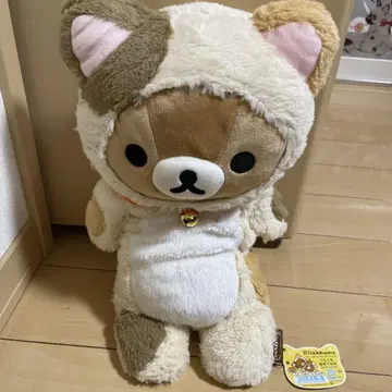 리락쿠마 고양이 후드 봉제 인형 말랑말랑 안고 다니는 인형