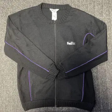 00s FedEx 기업 자수 로고 네이비 지퍼 니트 가디건