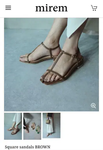 mirem 스퀘어 샌들 브라운