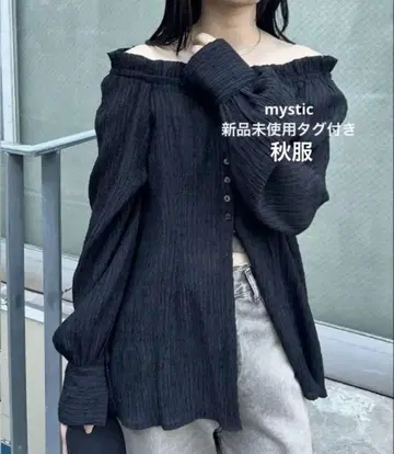 가을 옷 mystic 시어 체크 블라우스 블랙