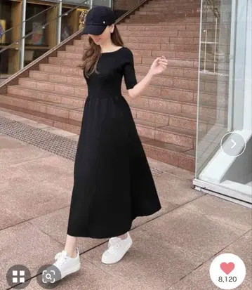 [오카베 아유미님 콜라보] 스퀘어 보트넥 니트 원피스