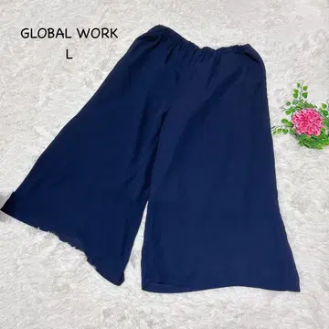 글로벌 워크 [ L ] 가우초 팬츠 네이비 허리밴딩 체형 커버