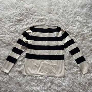 Maison de Beige 여성용 긴팔 T셔츠 M 보더 레이온