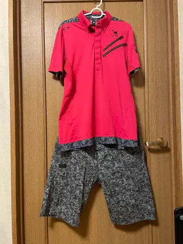 Oakley 핑크 피케 셔츠 L & 그레이 숏팬츠