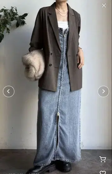새상품급 DOU DOU 리셀 데님 점프스커트 38 블루