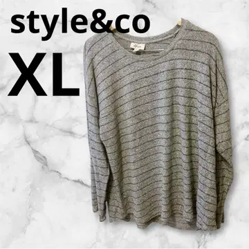 style&co 스트라이프 패턴 그레이 긴팔 니트 XL