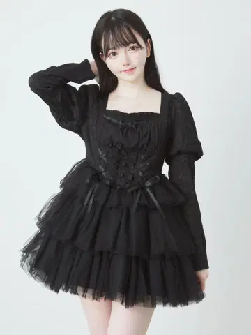 앙크루즈 블랙 프릴 원피스(블랙)