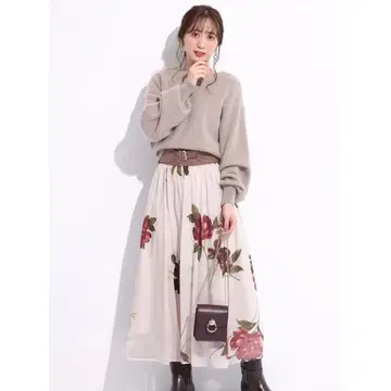 리랜드트루 벨트 달린 시어 큰 꽃 스커트