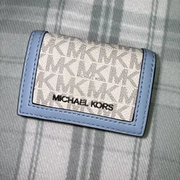 MICHAEL KORS 3단 폴더형 지갑 라이트 블루 MK 로고