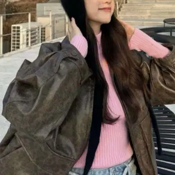 SLY FAUX LEATHER ZIP UP 블루종 나카마치 아야도 착용!